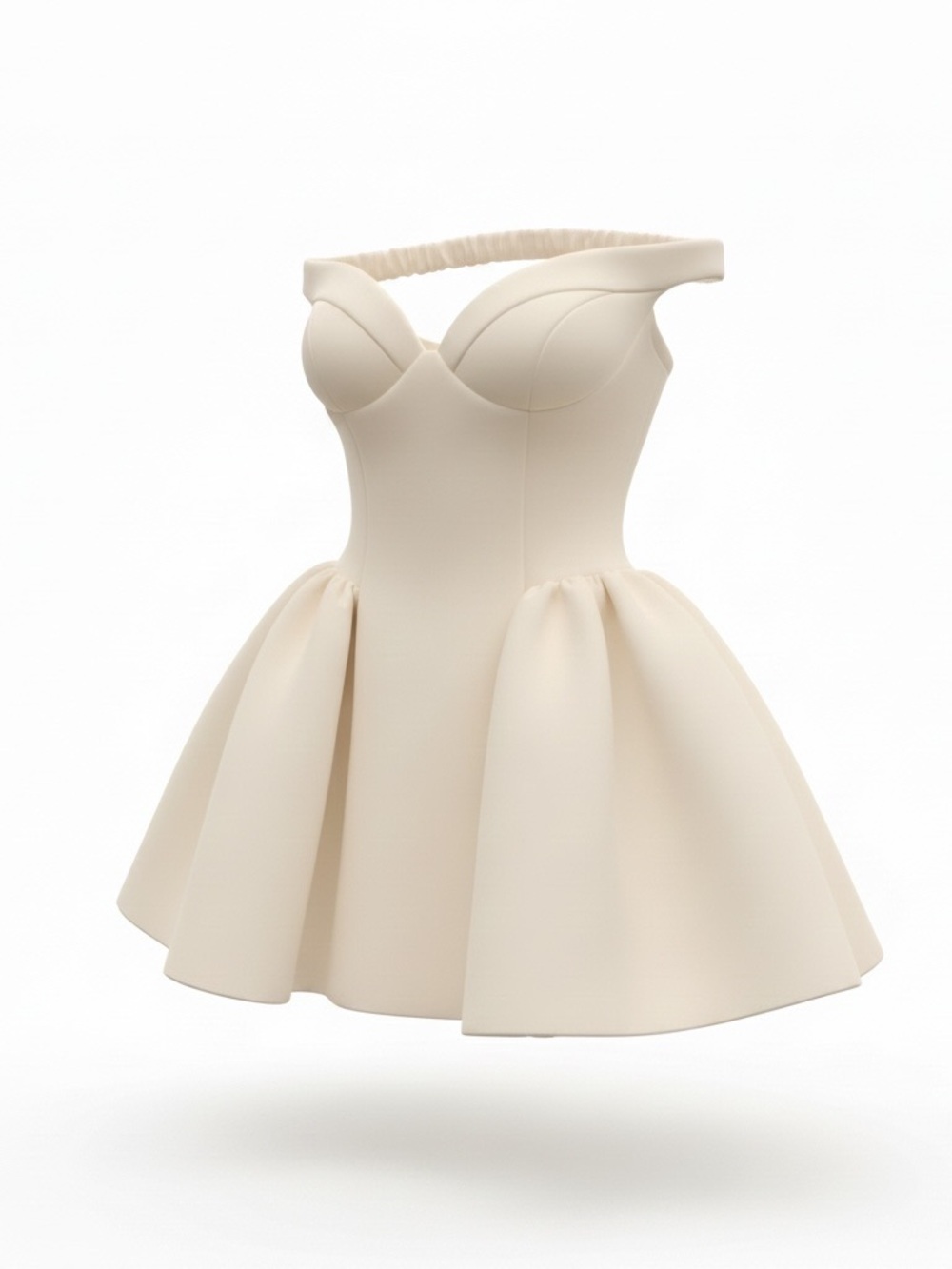 Fashion Nova Grand Beauty Off-Shoulder Mini Dress in Cream